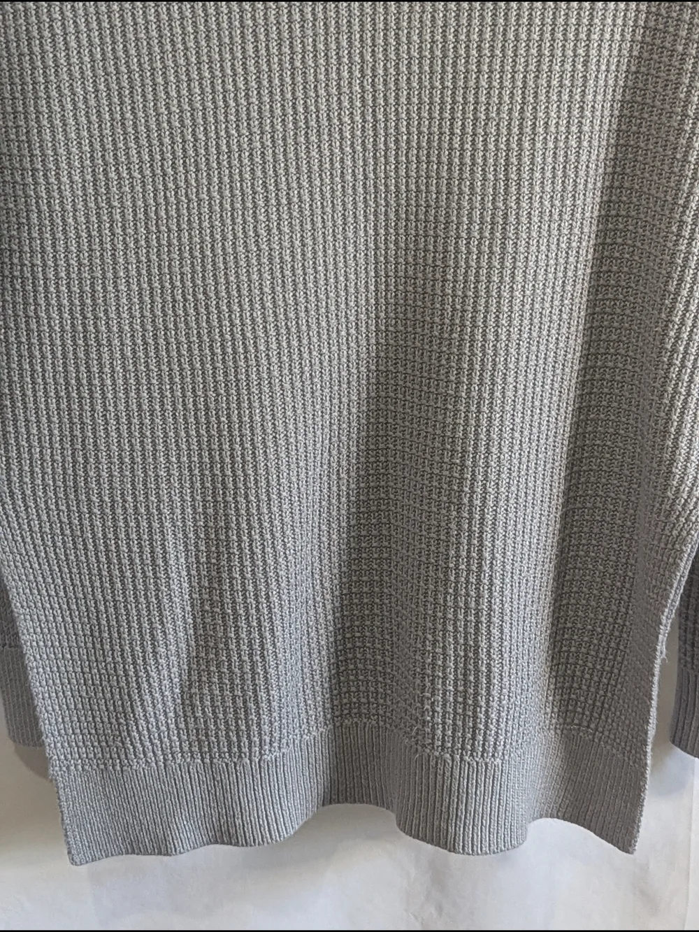 ZESICA Gray Waffle Knit Henley Sweater High Low Hem Side Slit Women's Small